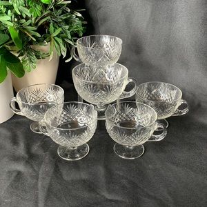 Set of 6 amazing footed cut glass espresso / punch cups